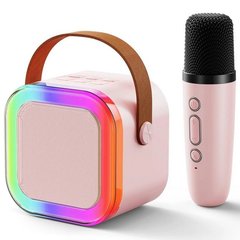 Портативная Bluetooth колонка с караоке и микрофоном K12 Pink