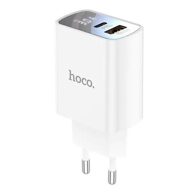 Usb зарядка з дисплеем HOCO DC27 USB Type-C 20W 3A PD QC біла