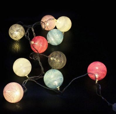 Гірлянда Тайські кульки Xmas Balls 7279, 2 м, 10 LED-ламп, коннектор, різнобарвна