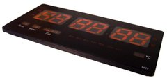 Настінний годинник електронні LED CW 4622 з червоним підсвічуванням, чорні