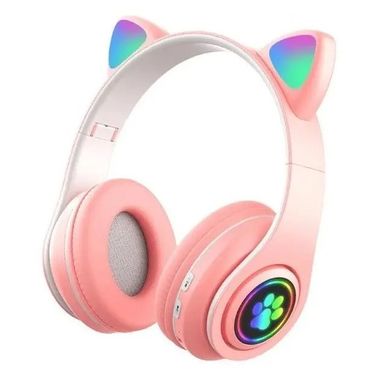 Бездротові навушники з вушками Bluetooth MDR CAT ear VZV-23M 7805 з підсвічуванням Pink