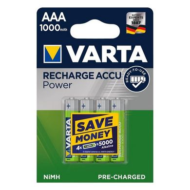 Аккумуляторные батарейки AAA VARTA ACCU AAA 1000mAh BLI 4 шт (READY 2 USE)