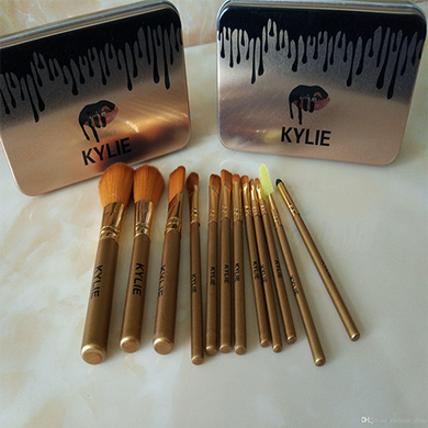 Набір кисті для макіяжу Kylie Make up brush set Gold 12 шт.
