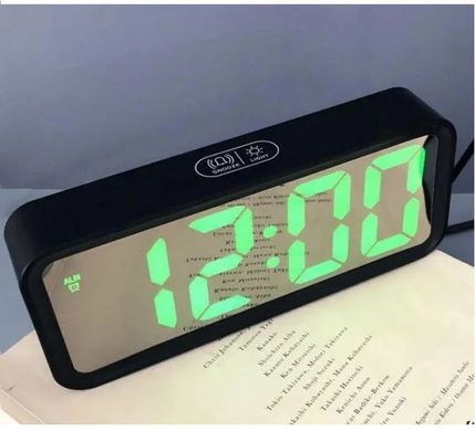 Настольные электронные часы UKC DT-6508 черные с зеленой подсветкой