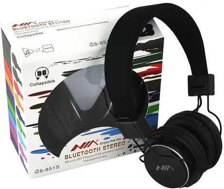 Навушники для телефону з мікрофоном NIA Q8-851S microSD, бездротові, чорні