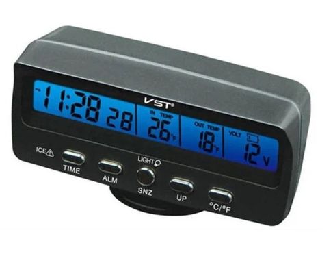 Автомобільний годинник з термометром і вольтметром VST 7045V, з підсвічуванням