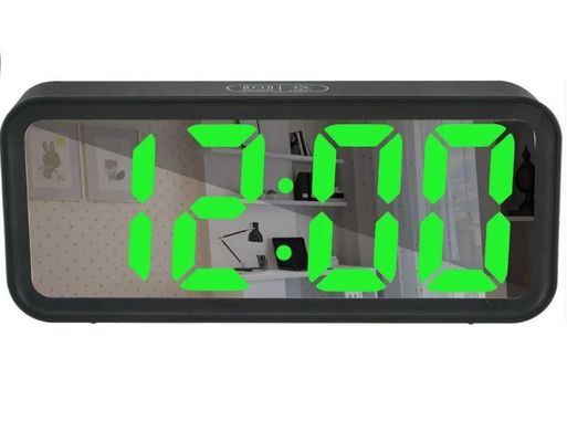 Настільні електронний годинник UKC DT-6508 чорні з зеленим підсвічуванням