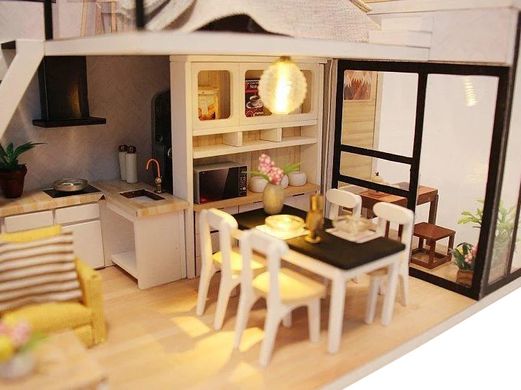 Интерьерный 3D конструктор с подсветкой DIY mini house MD 2505 М038, двухуровневая квартира