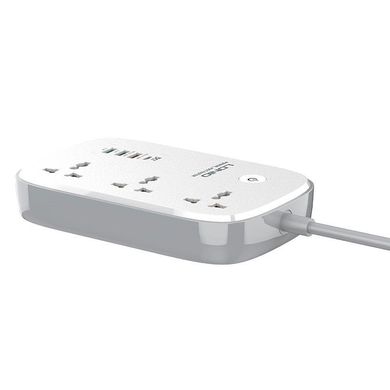 Підовжувач з USB 2 метри Ldnio SCW3451 3USB Type-C 3 розетки QC Wi-Fi White