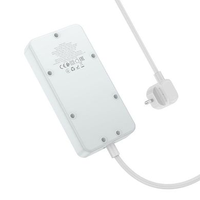 Подовжувач мережевий з USB HOCO AC8A Type-C QC 3 розетки 1.5 м White