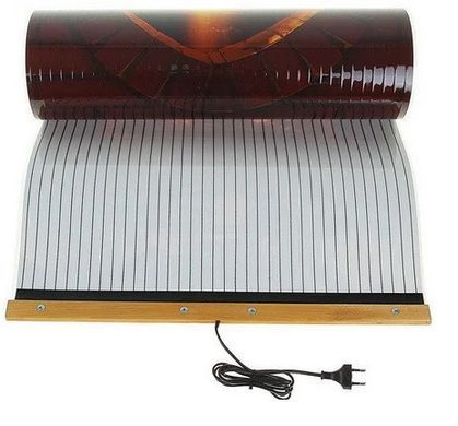 Інфрачервоний настінний обігрівач-картина ТРІО 400W 100х57 см, камін 3D