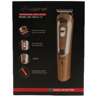 Беспроводная машинка для стрижки волос Gemei GM-6112 Gold