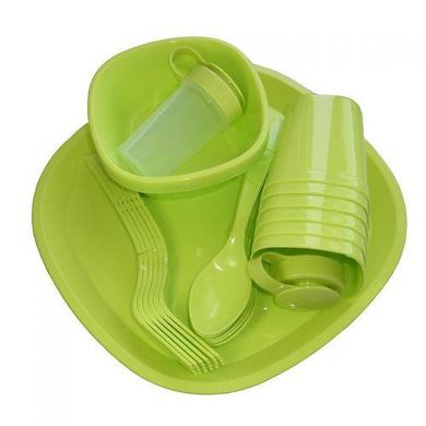 Посуд пластиковий набір для пікніка 36 предметів на 4 персони MHZ R86498 Green
