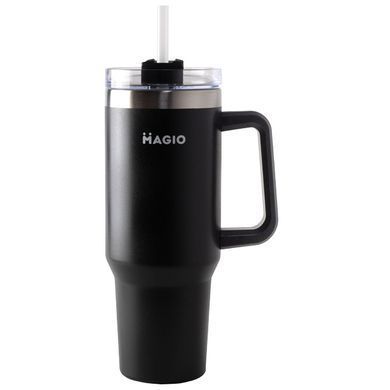 Термокухоль з ручкою та соломинкою MAGIO MG-1087 1200 мл black