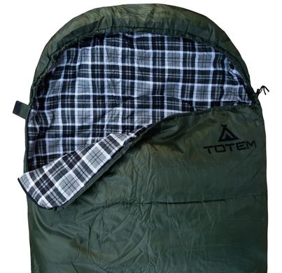Спальный мешок одеяло Totem Ember Plus с капюшоном левый олива 190/75 TTS-014