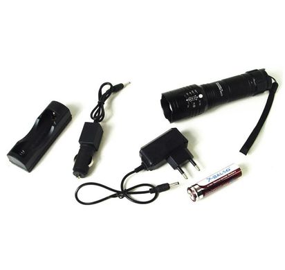 Фонарь ручной аккумуляторный X-Balog Police BL 8900-P50, с зарядным устройством, черный