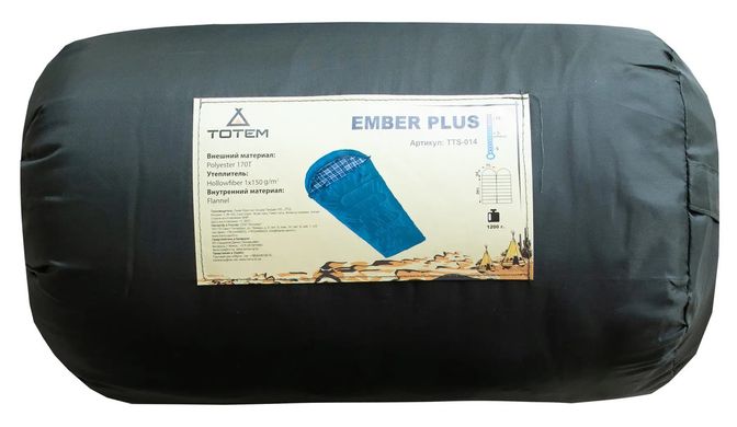 Спальний мішок ковдра Totem Ember Plus з капюшоном лівий олива 190/75 TTS-014