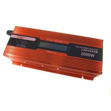 Перетворювач авто інвертор 12В-220В 2000W з LCD дисплеєм