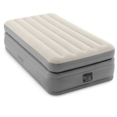 Кровать надувная односпальная Intex 64162 со встроенным электронасосом 220В, Grey