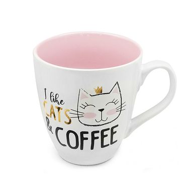 Кружка керамическая Stenson "I love cats & coffee, 550 мл
