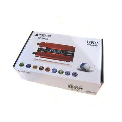 Перетворювач авто інвертор 12В-220В 500W з LCD дисплеєм
