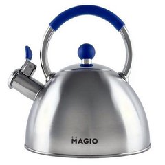 Чайник для плиты со свистком 2,5л MAGIO MG-1190 Steel/Blue