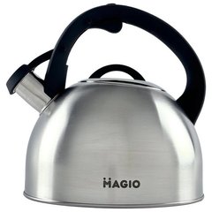Чайник для плиты со свистком 2,5л MAGIO MG-1192 Steel/Black