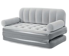 Диван надувной, кровать, шезлонг 3 в 1 Bestway 75079 со встроенным насосом, светло-серый