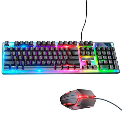 Комплект клавіатура та миша з підсвічуванням Combo HOCO Luminous gaming GM18 Black