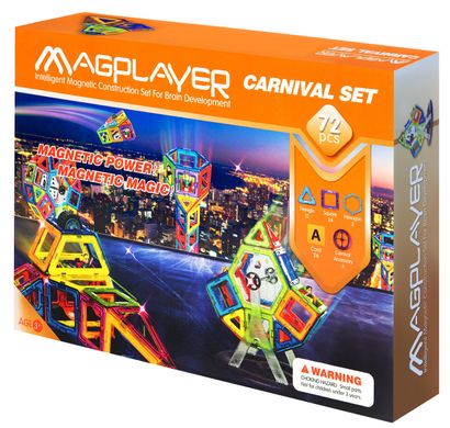 Конструктор магнитный MagPlayer Carnival Set 72 элемента