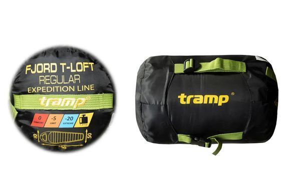 Спальний мішок кокон Tramp Fjord Regular UTRS-094R-L лівий 200&times;80/50 см green/grey