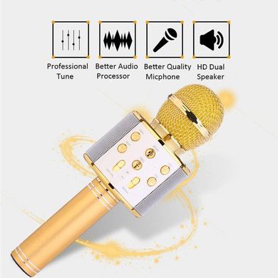 Микрофон караоке беспроводной bluetooth Спартак WS858 Karaoke Gold