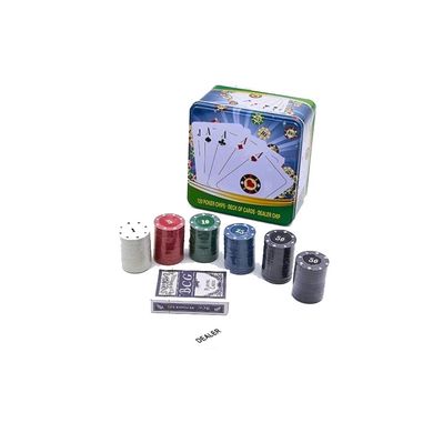 Набір для гри в покер D7 на 120 фішок з номіналом у коробці