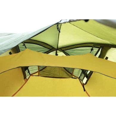 Палатка трехместная Tramp ROCK 3 (V2) зеленая экспедиционная с внешними дугами