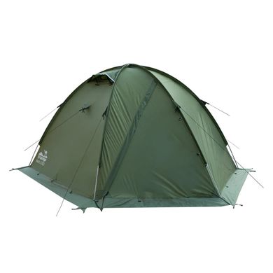 Палатка трехместная Tramp ROCK 3 (V2) зеленая экспедиционная с внешними дугами