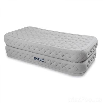 Кровать надувная односпальная Intex 64488 со встроенным электронасосом 220В, Grey