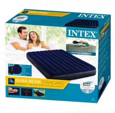 Матрац надувний двомісний з подушками Intex 64765 152х203х25 см, синій