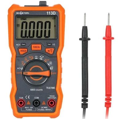 Цифровой мультиметр, тестер Richmeters 113D, ЖК-дисплей с подсветкой, оранжевый с серым