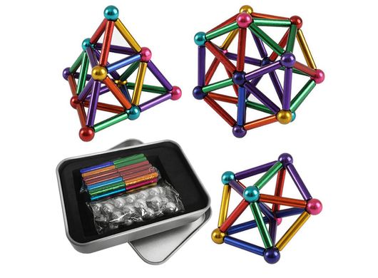 Магнитный конструктор головоломка для детей и взрослых палочки и шарики MHZ Neo MIX COLOR, 64 дет., разноцв.