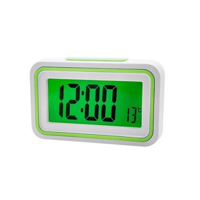 Настільні електронний годинник з термометром Kenko KK-9905 TR, білі з зеленим