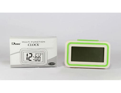 Настільні електронний годинник з термометром Kenko KK-9905 TR, білі з зеленим