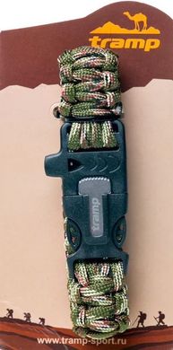 Браслет для виживання з паракорд Tramp TRA-232 зі свистком і кресалом, хакі