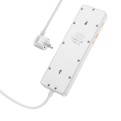 Удлинитель сетевой с USB Hoco AC13A 5 розеток 3USB Type-C White