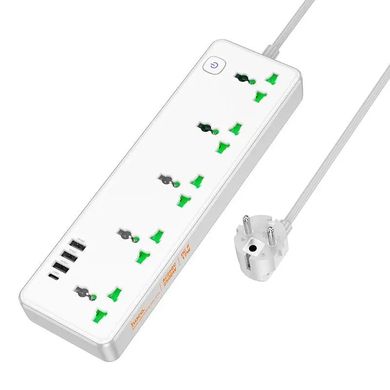 Удлинитель сетевой с USB Hoco AC13A 5 розеток 3USB Type-C White