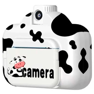 Фотокамера детская с мгновенной печатью снимков (коровка) Wi Fi 8019 Бело-черная