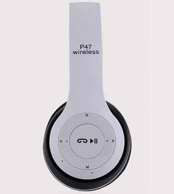 Бездротові навушники Bluetooth microSD Mp3 MDR p47 BT White
