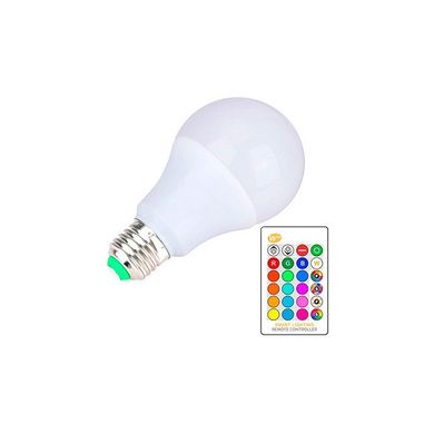 RGB лампочка на пульті E27 LED 5Вт 16 кольорів