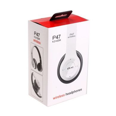 Бездротові навушники Bluetooth microSD Mp3 MDR p47 BT White