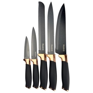 Набір кухонних ножів на підставці 5 шт MAGIO MG-1092 Black