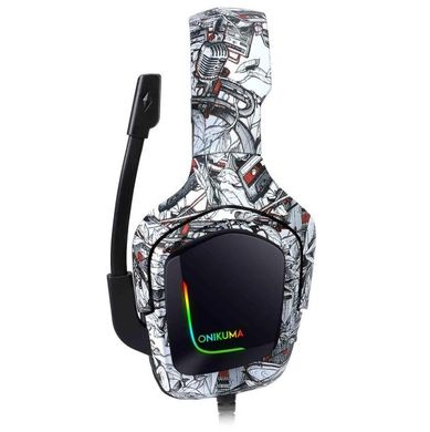 Проводные игровые наушники ONIKUMA Gaming LED K20 с микрофоном, серый камуфляж
